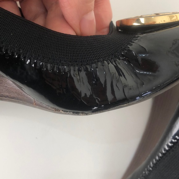 Tory Burch black leather wedges size 8 - Picture 8 of 8